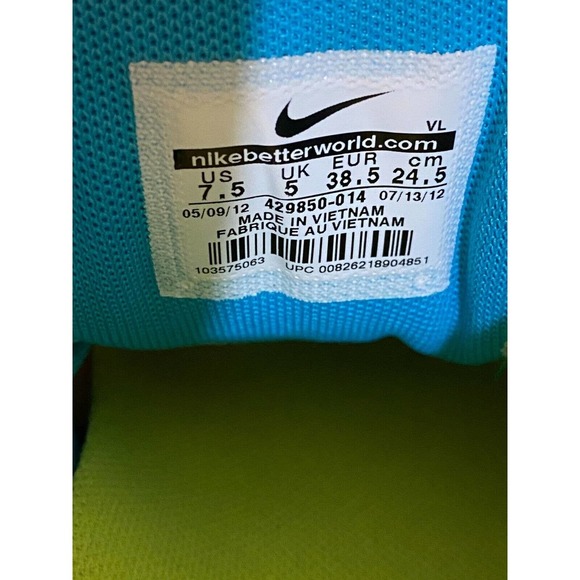 Womens Nike Running Shoes Lunarfly 2 Gray Turquoise Yellow - Picture 4 of 8